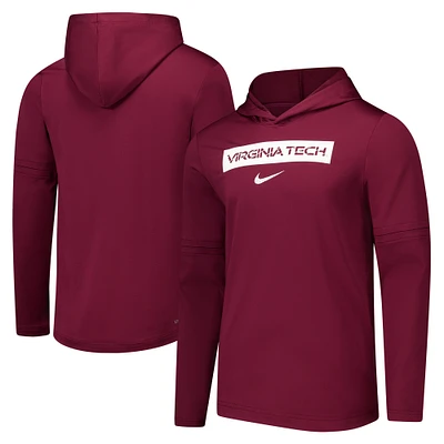 Men's Nike Maroon Virginia Tech Hokies 2024 Sideline Performance Long Sleeve Hoodie Top