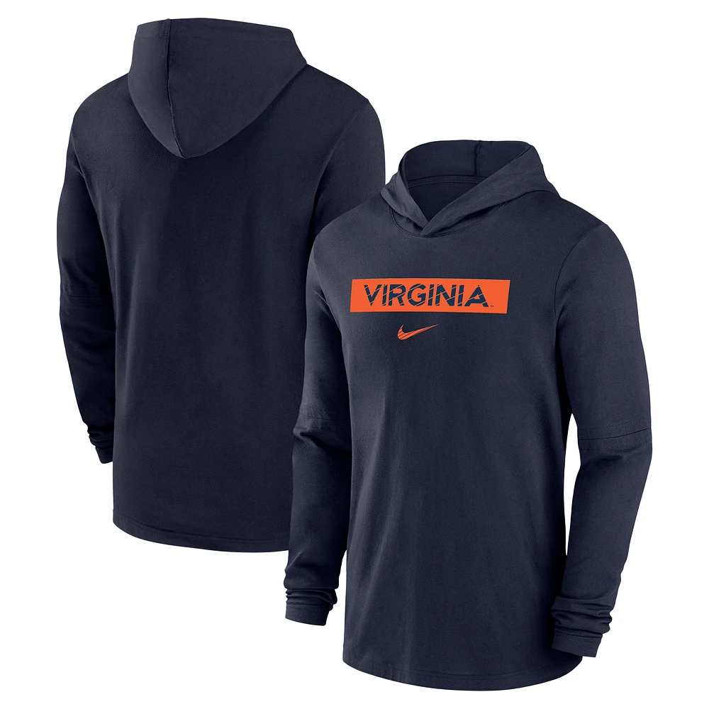 Men's Nike Navy Virginia Cavaliers 2024 Sideline Performance Long Sleeve Hoodie Top