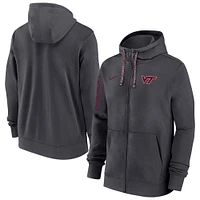 Men's Nike Anthracite Virginia Tech Hokies 2024/25 Sideline Club Fleece Pullover Hoodie