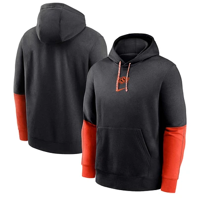 Men's Nike Black Oklahoma State Cowboys 2024 Sideline Club Fleece Pullover Hoodie