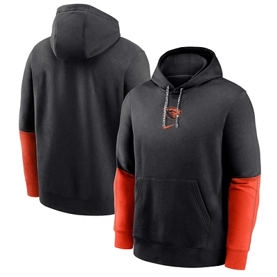 Men's Nike Black Oregon State Beavers 2024 Sideline Club Fleece Pullover Hoodie