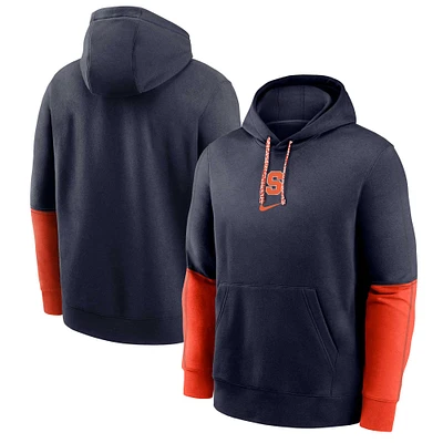 Men's Nike Navy Syracuse Orange 2024 Sideline Club Fleece Pullover Hoodie