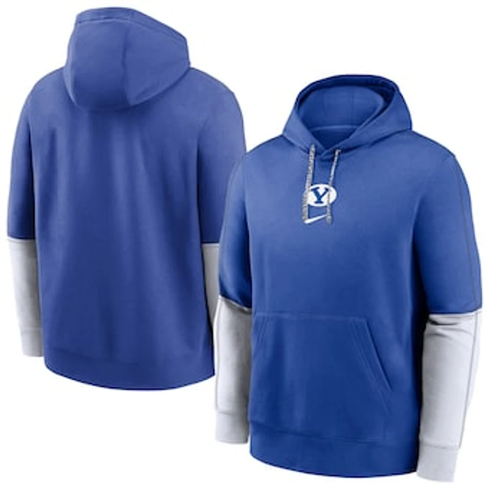 Men's Nike Royal BYU Cougars 2024 Sideline Club Fleece Pullover Hoodie