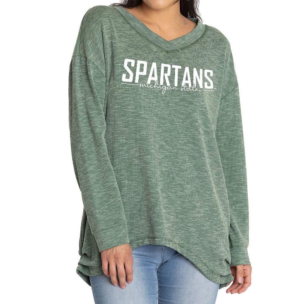Women's Green Michigan State Spartans Bailey V-Neck Tri-Blend Tunic