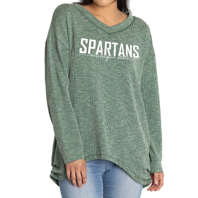 Women's Green Michigan State Spartans Bailey V-Neck Tri-Blend Tunic