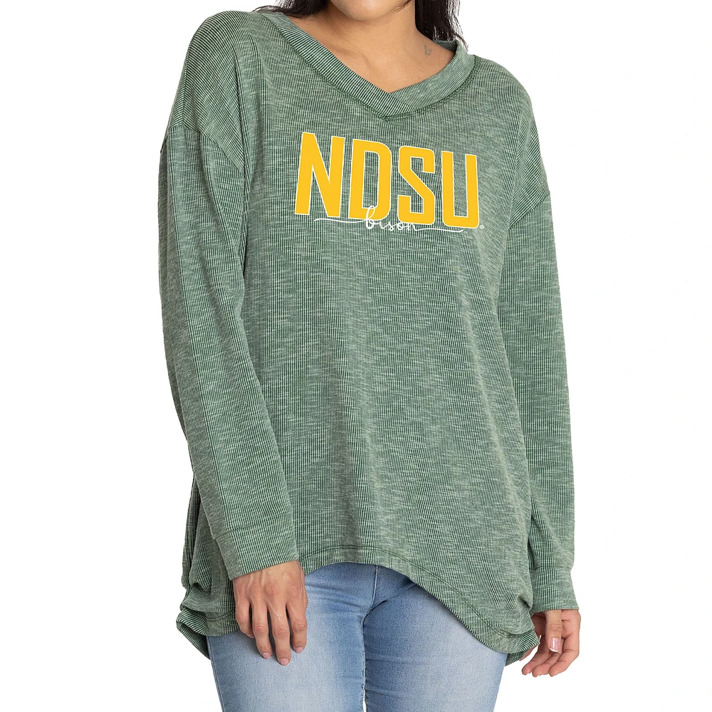 Women's Green NDSU Bison Bailey V-Neck Tri-Blend Tunic