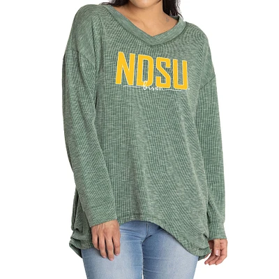 Women's Green NDSU Bison Bailey V-Neck Tri-Blend Tunic