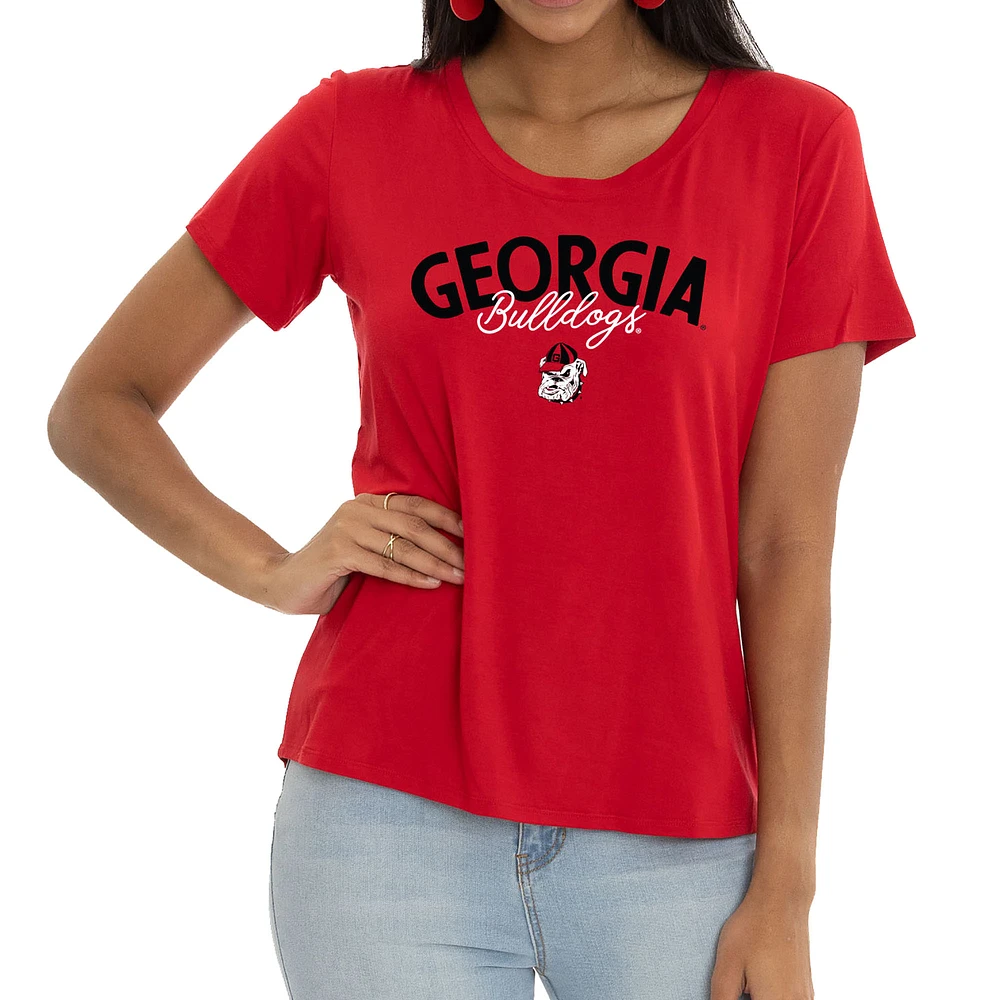 Women's Red Georgia Bulldogs Scarlet Scoop Neck T-Shirt