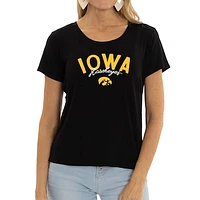 Women's Black Iowa Hawkeyes Scarlet Scoop Neck T-Shirt
