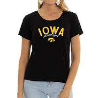 Women's Black Iowa Hawkeyes Scarlet Scoop Neck T-Shirt
