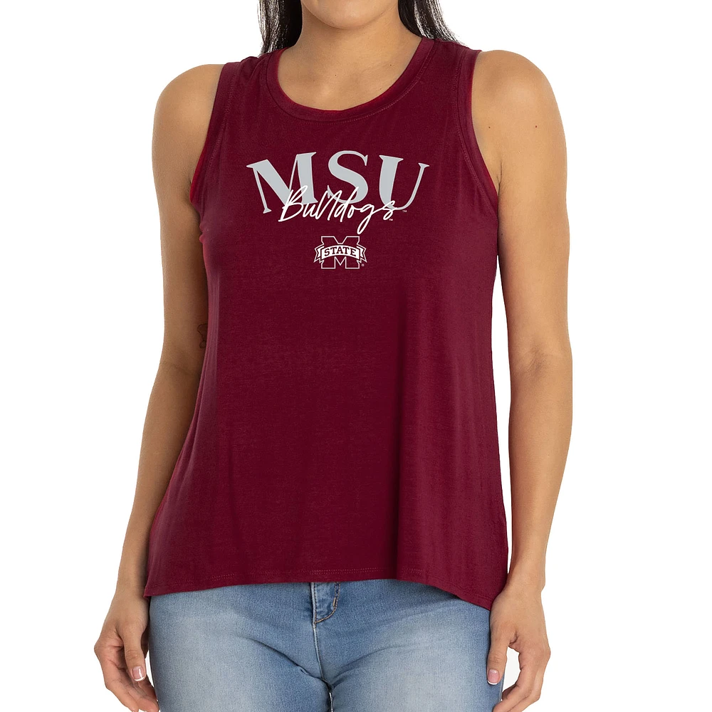 Women's Maroon Mississippi State Bulldogs Hannah High Neck Tank Top