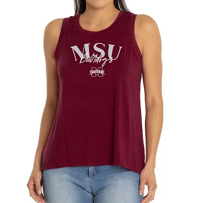 Women's Maroon Mississippi State Bulldogs Hannah High Neck Tank Top