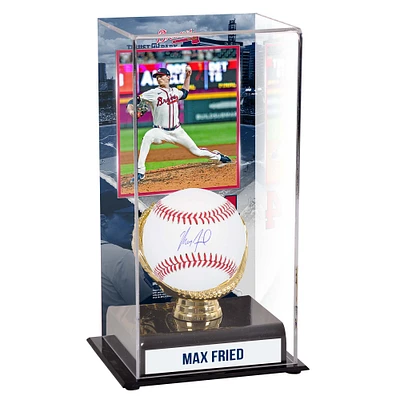 Max Fried Atlanta Braves Autographed Baseball and Sublimated Gold Glove Display Case with Image