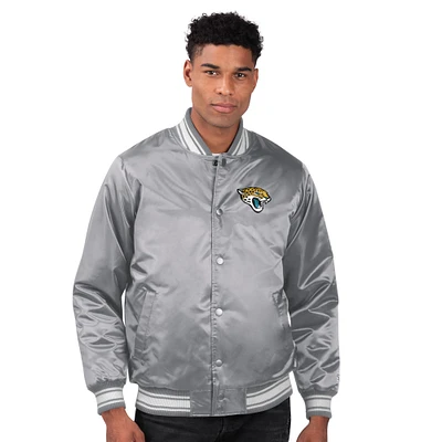 Men's Starter  Gray Jacksonville Jaguars Printed Team Logo Satin Varsity Full-Snap Jacket