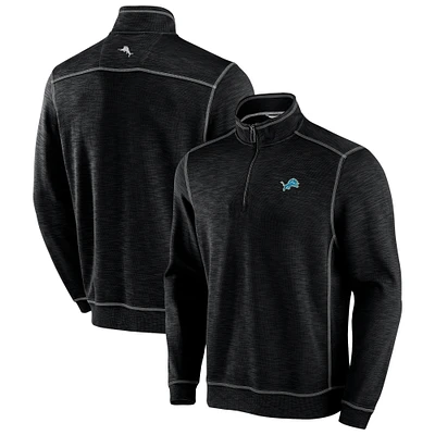 Men's Tommy Bahama Black Detroit Lions Big & Tall Tobago Bay Half-Zip Sweatshirt