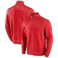 Men's Tommy Bahama Red Tampa Bay Buccaneers Tobago Tri-Blend Half-Zip Sweatshirt