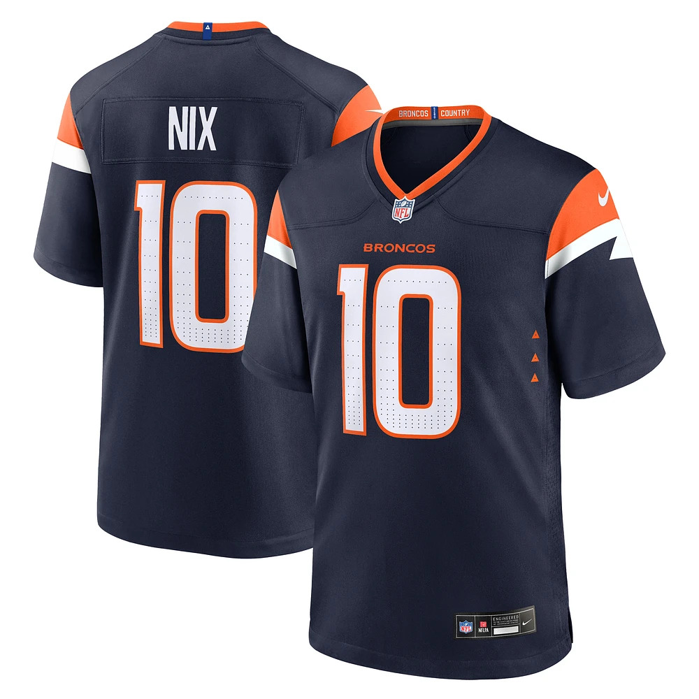 Men's Nike Bo Nix  Navy Denver Broncos Alternate Game Jersey