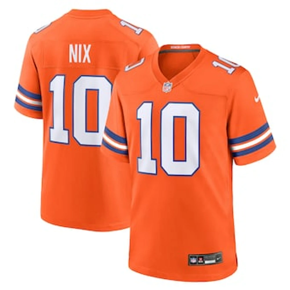 Men's Nike Bo Nix Orange Denver Broncos Mile High Collection 1977 Throwback Player Game Jersey