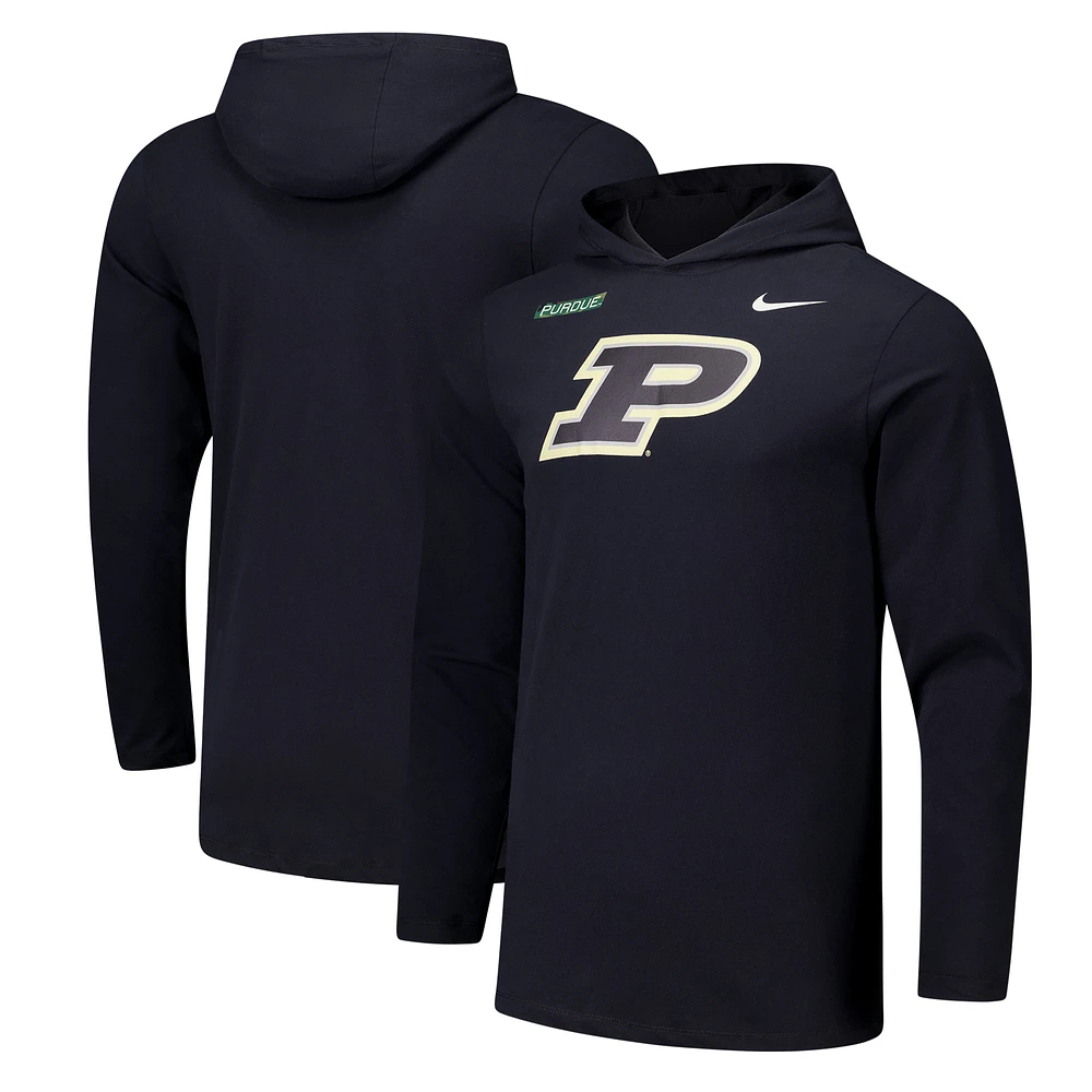 Men's Nike  Black Purdue Boilermakers 2024 Military Appreciation Performance Long Sleeve Hoodie T-Shirt