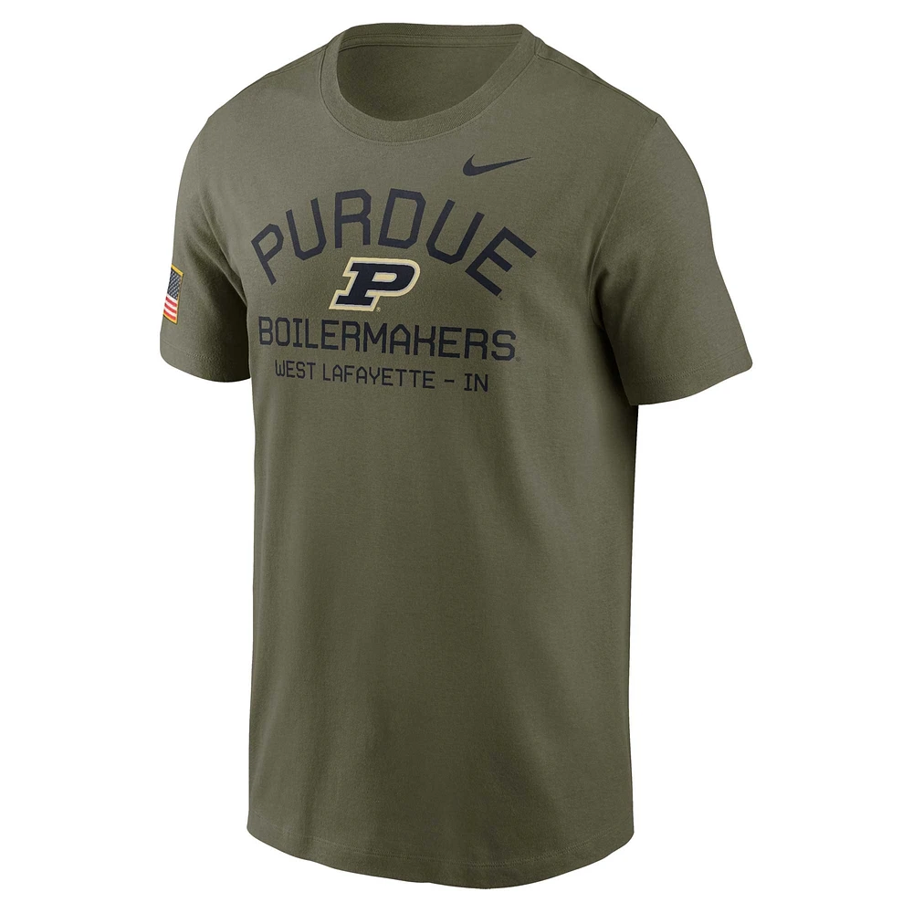 Men's Nike  Olive Purdue Boilermakers 2024 Military Appreciation Performance T-Shirt