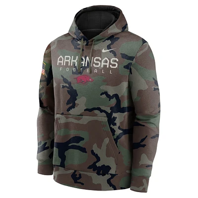 Men's Nike  Camo Arkansas Razorbacks 2024 Military Appreciation Club Fleece Pullover Hoodie