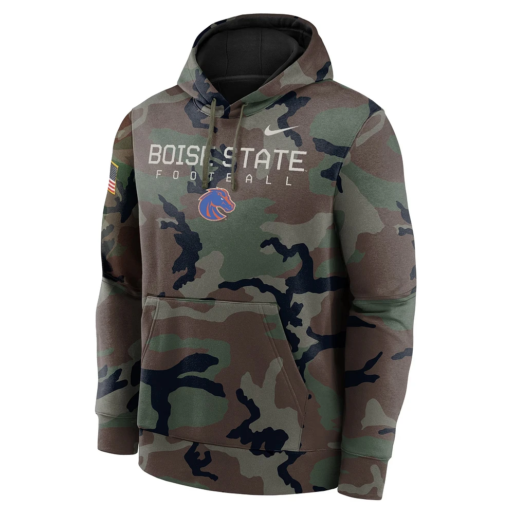 Men's Nike  Camo Boise State Broncos 2024 Military Appreciation Club Fleece Pullover Hoodie