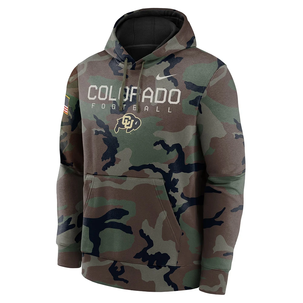 Men's Nike  Camo Colorado Buffaloes 2024 Military Appreciation Club Fleece Pullover Hoodie