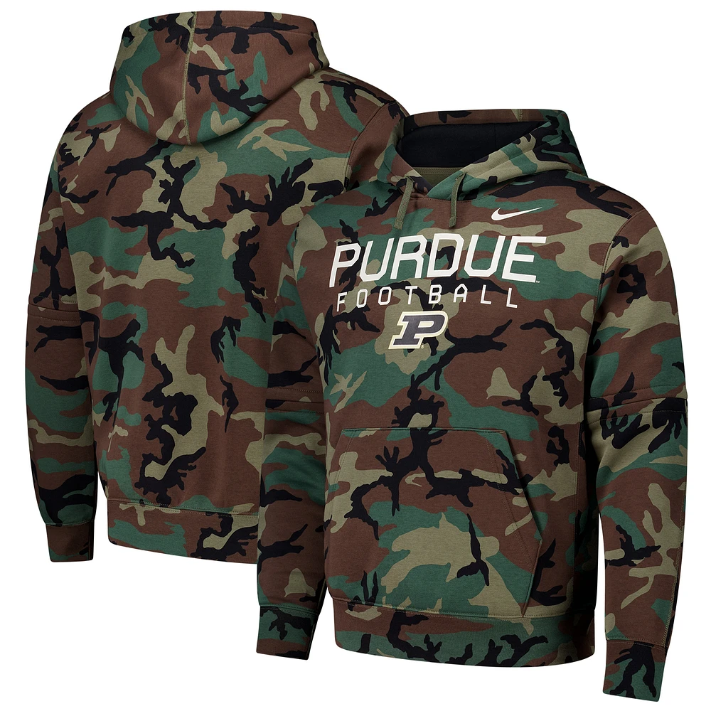 Men's Nike  Camo Purdue Boilermakers 2024 Military Appreciation Club Fleece Pullover Hoodie