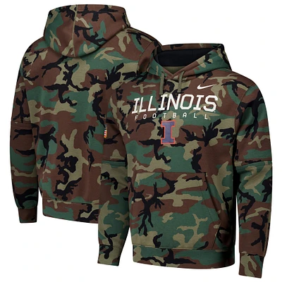 Men's Nike  Camo Illinois Fighting Illini 2024 Military Appreciation Club Fleece Pullover Hoodie