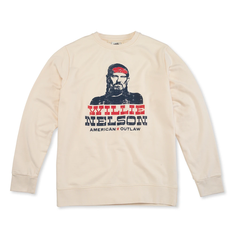 Men's American Needle Cream Willie Nelson Sunday Fleece Pullover Sweatshirt