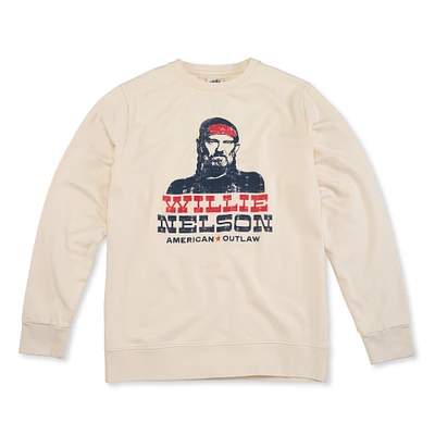 Men's American Needle Cream Willie Nelson Sunday Fleece Pullover Sweatshirt