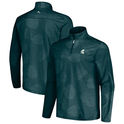 Men's Tommy Bahama Green Michigan State Spartans Sport Delray Frond Quarter-Zip Jacket