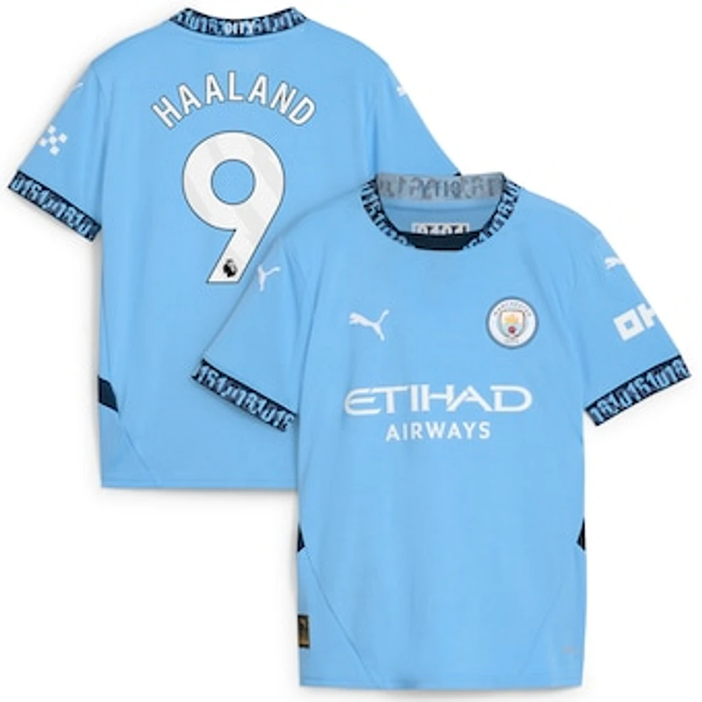 Youth Puma Erling Haaland Light Blue Manchester City 2024/25 Home Replica Player Jersey