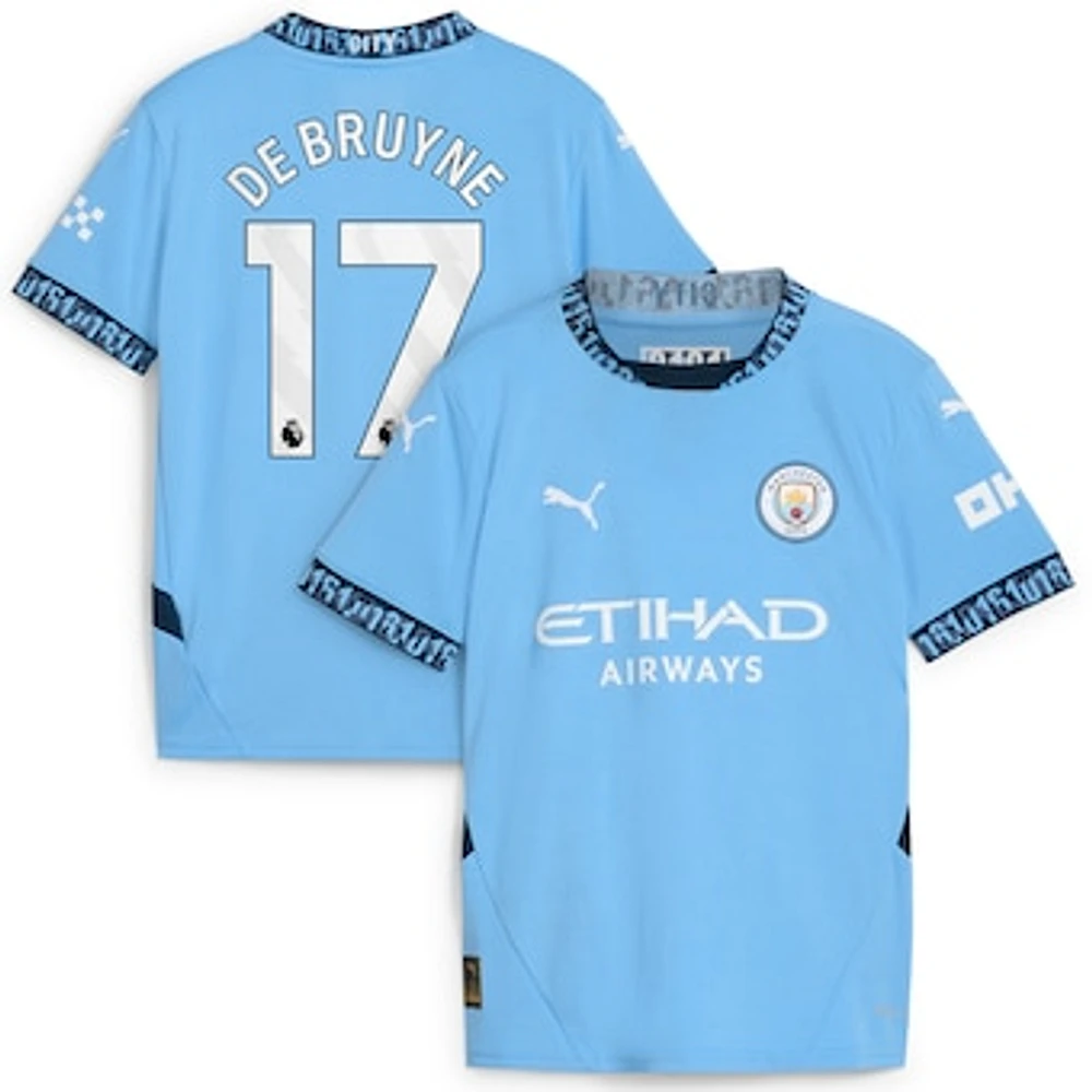 Youth Puma Kevin De Bruyne Light Blue Manchester City 2024/25 Home Replica Player Jersey