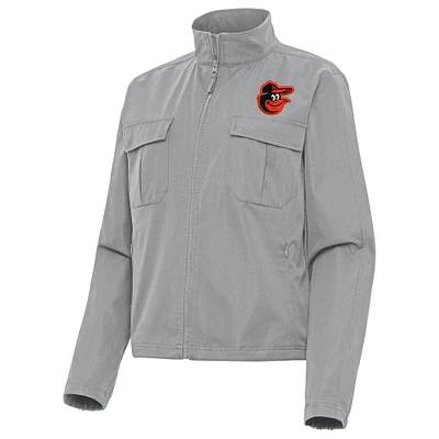 Women's Antigua Gray Baltimore Orioles Even Par Full-Zip Jacket