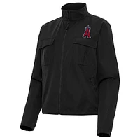 Women's Antigua Black Los Angeles Angels Even Par Full-Zip Jacket