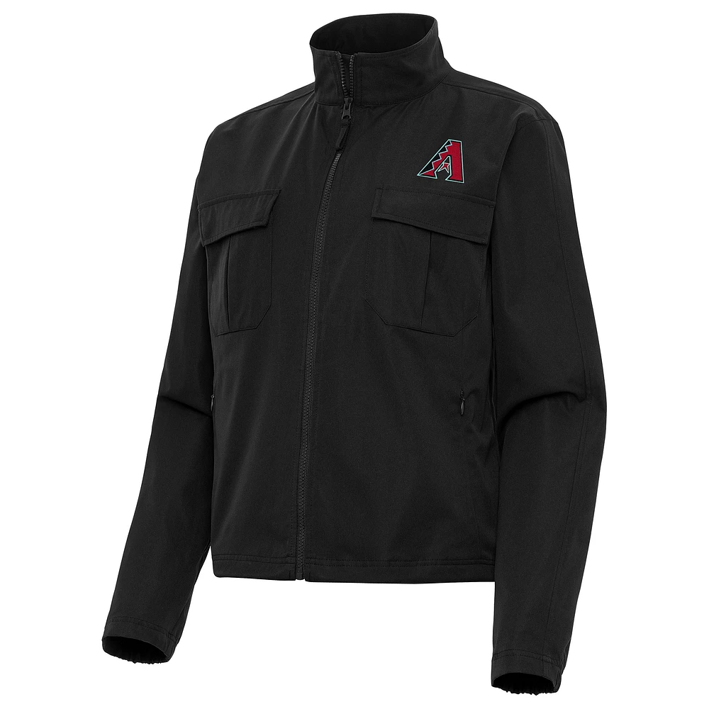 Women's Antigua Black Arizona Diamondbacks Even Par Full-Zip Jacket