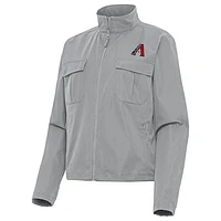 Women's Antigua Gray Arizona Diamondbacks Even Par Full-Zip Jacket