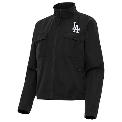 Women's Antigua Black Los Angeles Dodgers Even Par Full-Zip Jacket