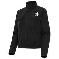 Women's Antigua Black Los Angeles Dodgers Even Par Full-Zip Jacket