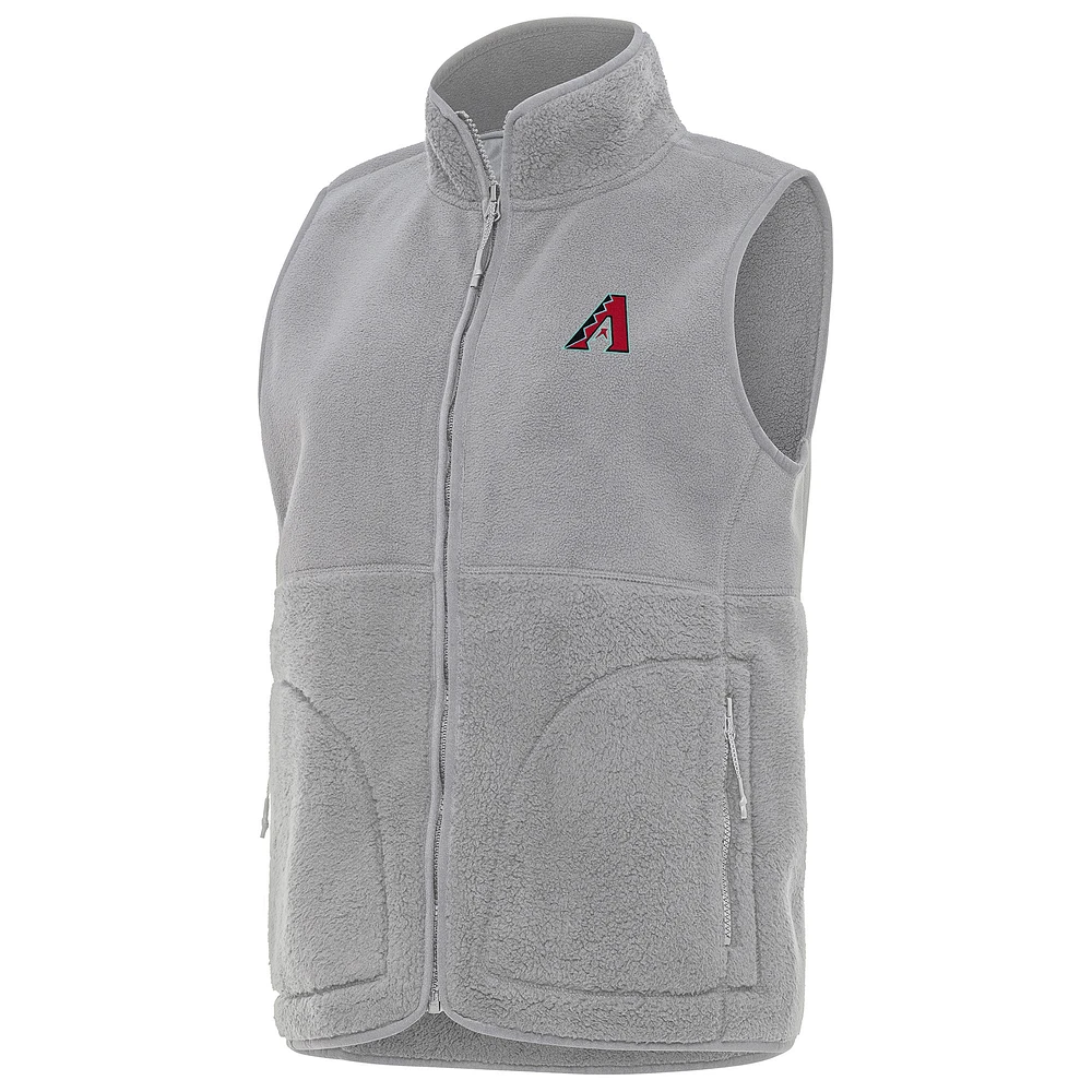 Women's Antigua Gray Arizona Diamondbacks Nostalgic Full-Zip Vest