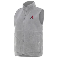 Women's Antigua Gray Arizona Diamondbacks Nostalgic Full-Zip Vest