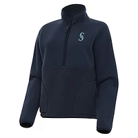 Women's Antigua Navy Seattle Mariners Figure Half-Zip Sweatshirt
