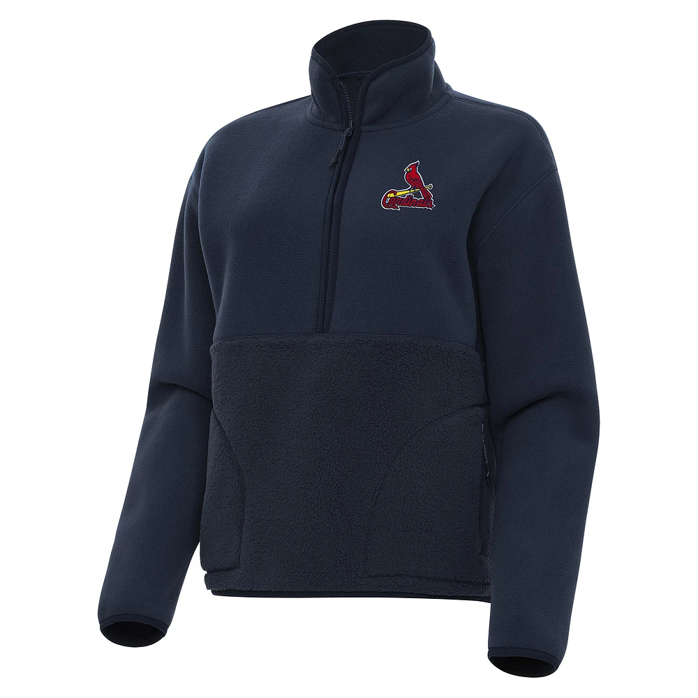 Women's Antigua Navy St. Louis Cardinals Figure Half-Zip Sweatshirt