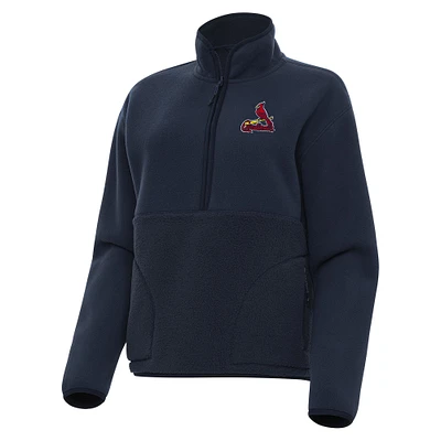 Women's Antigua Navy St. Louis Cardinals Figure Half-Zip Sweatshirt