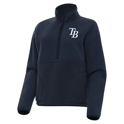 Women's Antigua Navy Tampa Bay Rays Figure Half-Zip Sweatshirt