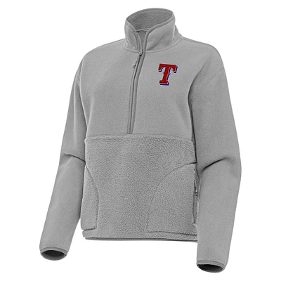 Women's Antigua Gray Texas Rangers Figure Half-Zip Sweatshirt