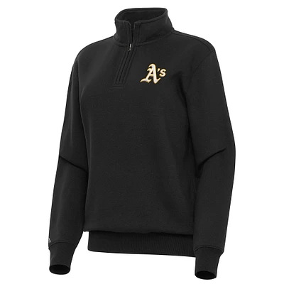 Women's Antigua Black Athletics Victory Quarter-Zip Sweatshirt