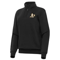 Women's Antigua Black Athletics Victory Quarter-Zip Sweatshirt