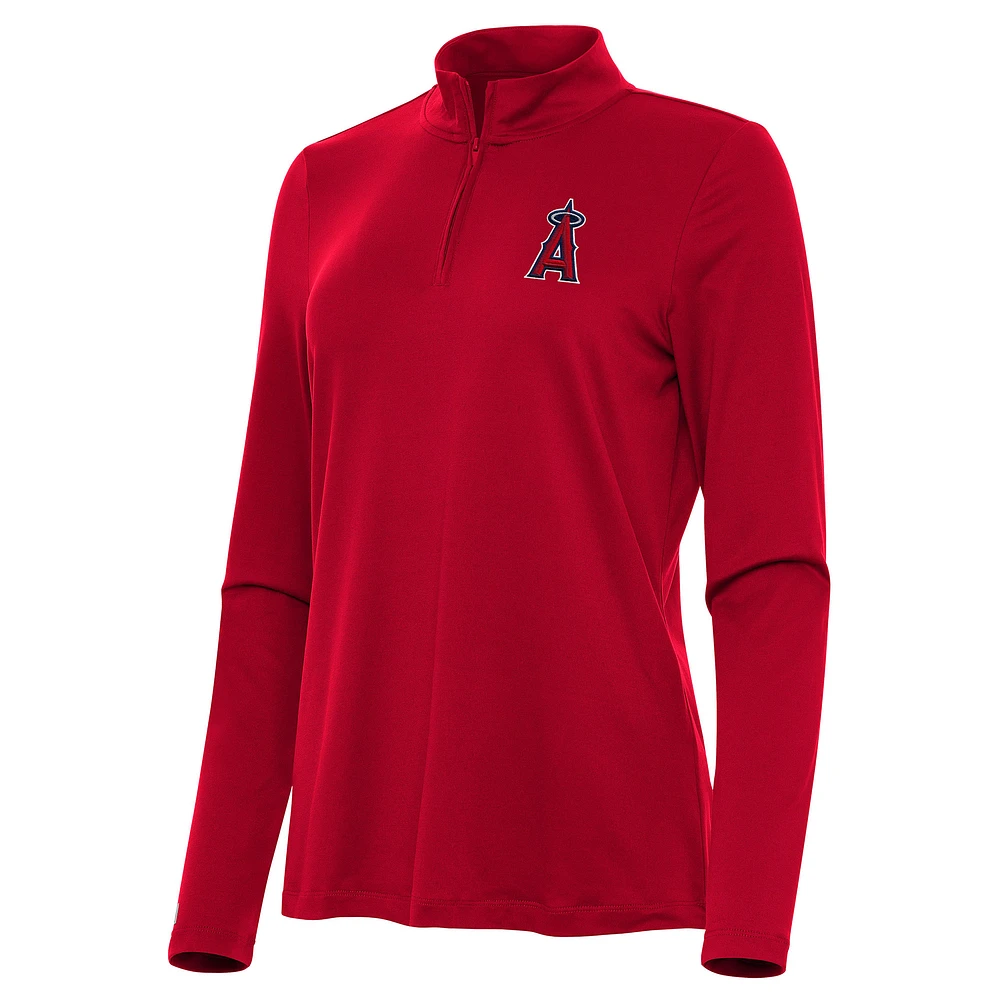Women's Antigua Red Los Angeles Angels Reprocess Quarter-Zip Top